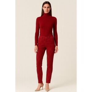 Ann Taylor LOFT Modern Skinny Red Damask Pattern Pants 29/8  Academia‎ 63-21